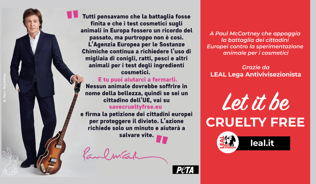 LEAL: PAUL MC CARTNEY TESTIMONIAL DELLA CAMPAGNA SAVE CRUELTY FREE COSMETICS